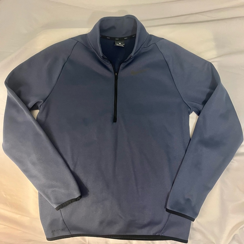 Men’s Nike dry fit quarter zip. Dark blue with black detail. Size small.